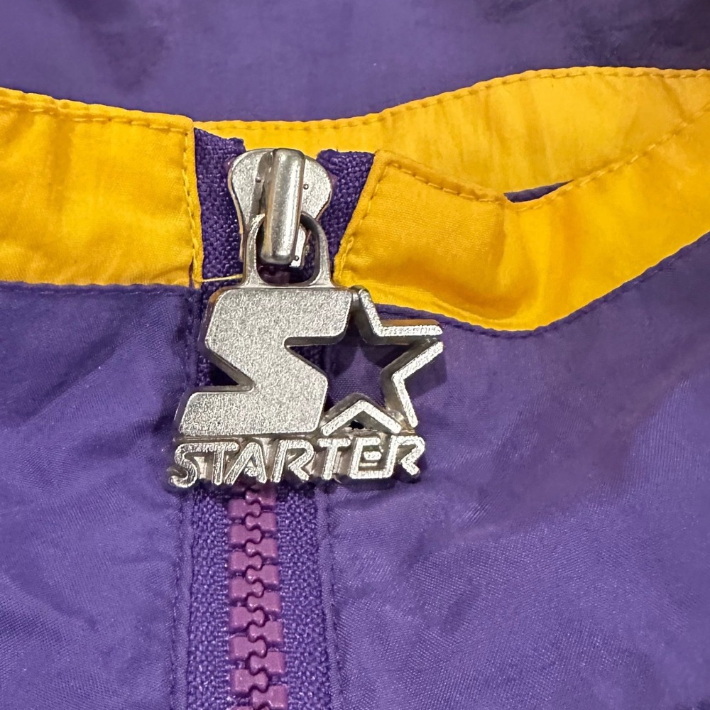 Vintage 90s Starter LSU Tigers Windbreaker Jacket Mens Medium Purple Full Zip - Picture 4 of 11